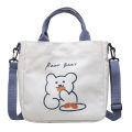 Dani Atte single shoulder diagonal span bag Bear cute handbag Student canvas bag Women's Stationery Storage Bag. 
