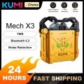 KUMI Mech X3 TWS Gaming Bluetooth Earphone 5.3 Wireless Headset Touch Control Earbuds with Wireless Charging Case. 