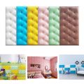 3D Anti-collision Wall Stickers Wallpaper-30x60cm Self-adhesive Thicken Tatami Wall Mat Pad- Kids Bedroom Living Room Foam Cushion Decor. 