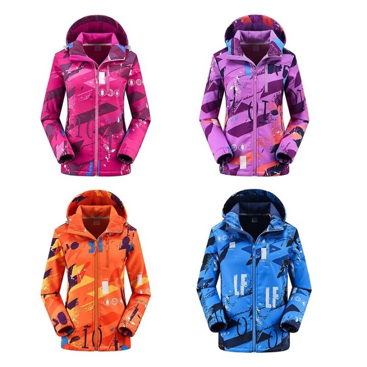 Outdoor Winter Hooded Mountaineering Camping Hiking Softshell Jacket Waterproof Windproof Warm Windbreaker Women Autumn