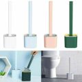 Silicone Toilet Bowl Cleaning Brush With Holder Stand-Non-Slip Long Handle Toilet Brush-Bathroom Accessories for Cleaning Toilet. 