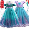Fancy Mermaid Costume for Girls 4-10 Y Ariel Cosplay Birthday Princess Dress Halloween Carnival Party Gown Girls Mermaid Dress.