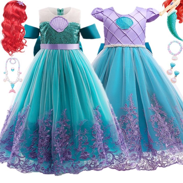 Fancy Mermaid Costume for Girls 4-10 Y Ariel Cosplay Birthday