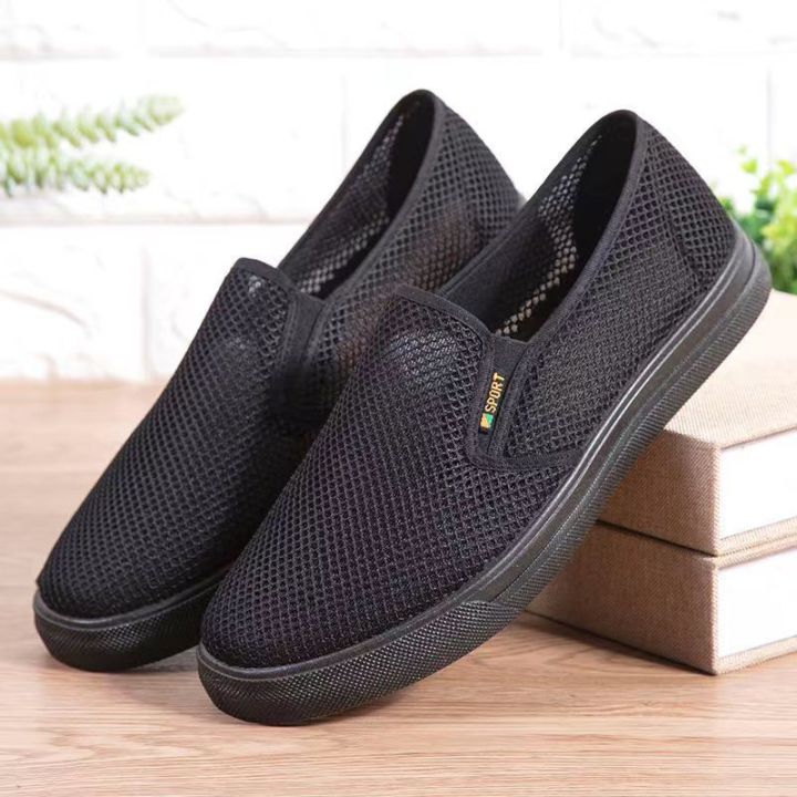 Factory wholesale 3520 summer breathable men's mesh shoes hollow casual sneakers soft soled old Beijing mesh cloth shoes