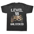 Level 18 Unlocked 18th Birthday 18 Year Old Gamer Boys T Shirts Graphic Cotton Streetwear Adult Gifts Summer Style T-shirt. 