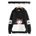 Good Quality Women Cute Bat Cat Printed Cotton Hoodie For Winter.