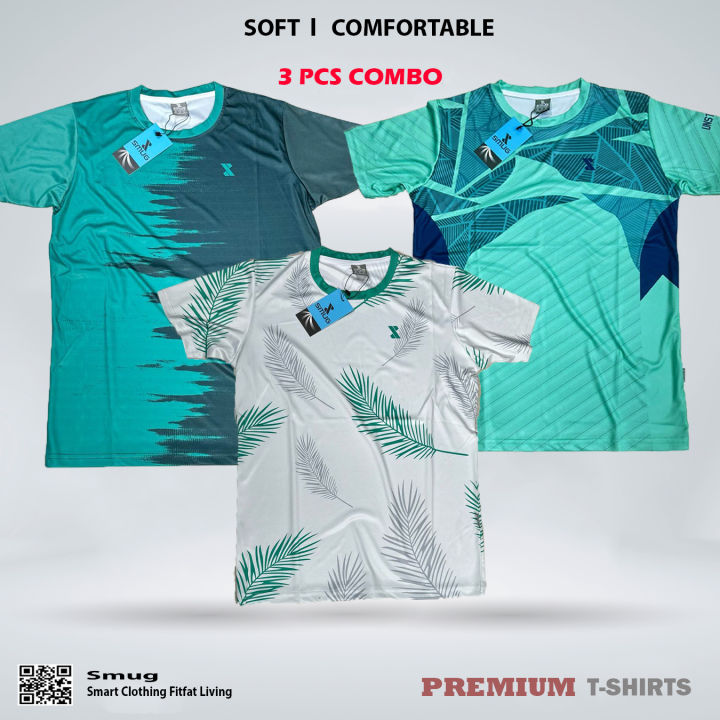 SMUG Premium Combo Offer T-shirt - Green , White and Pest
