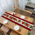 180*35cm Merry Christmas Tablecloth New Year Party Table Decorations Safflower Pine Leaves Christmas Table Cloth Christmas Table Runner Merry Christmas Decoration.