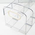 Portable Clear Acrylic Bookends with Handle Desk Organizer Divided Book Stand Desktop Sorting Rack Study Supplies. 