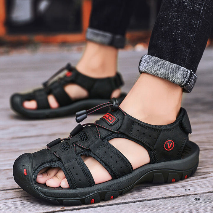New%20Leather%20Sandals%20Men%20Outdoor%20Summer%20Casual%20Rubber%20Sandals%20PU%20Hiking%20Wading%20shoes%20-%20Image%204