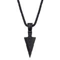 Matte Black Long Necklace With Arrow Pendant Jewelry Chain Gift For Men Accessories - Chain. 