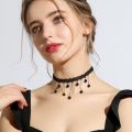 Trendy Korean Black Flower Rhinestone Choker Necklaces for Girls Simple Stylish - Fashionable Velvet Choker Jewelry Accessories Lace Hand-Knit Necklace for Women New Collection. 