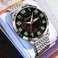 【Hengli jewelry story】Fully Automatic Mechanical Watch Dual Calendar Middle-aged Elderly Gift Solid Business Luminous Watch Men's Trendy Watch.