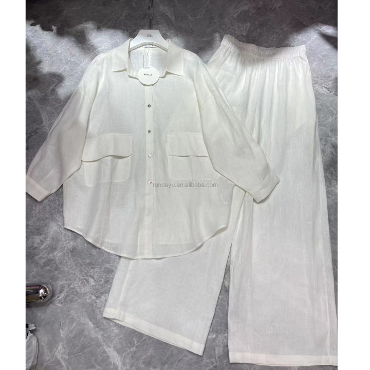 Women's%20%20Wide%20Leg%20Pants%20Two%20Piece%20Loose%20Long%20Sleeve%20Lapel%20Shirts+Pants%20Female%20Suit%20-%20Image%204
