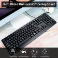 uFound U-70 Wired Business Office Keyboard 106-key USB Powered Keyboard Low Decibel Keys for Home/Office Black. 
