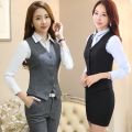 Slim Short Career Formal Women's Vest Black Gray Red Gilet Femme Waistcoat Sleeveless Jacket Office Lady Waistcoat Work Wear 5XL.