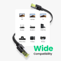 (NEW) Cat 7 Flat Ethernet Cable Nylon Braided Gigabit Flat Cat7 RJ45 LAN Cable High Speed Internet Network Patch Cord 10Gbps Compatible for PS5 Gaming PS5 PS4 Xbox One PS3 PC Laptop Computer.
