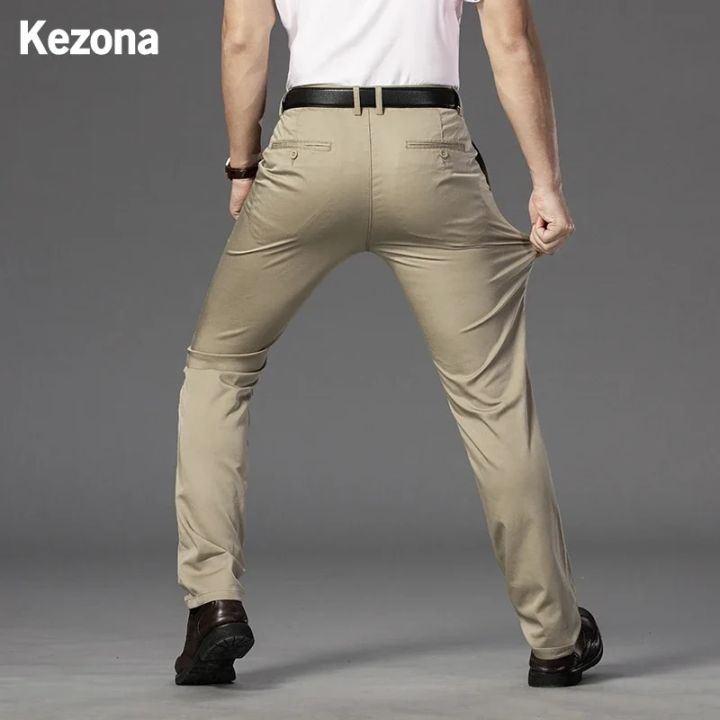 2022 Men's Spring Autumn Fashion Business Casual Long Pants Suit Pants Male Elastic Straight Formal Trousers Plus Big Size 29-42