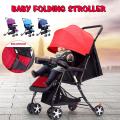 4 Wheel Ultralight Folding Baby Travel Stroller Trolley Stroller Safety Carriage Newborn Stroller - Red.