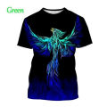 Summer new fire Phoenix 3D T shirts fashion animal lucky bird phoenix print short-sleepen top men and women personality T-shirt.
