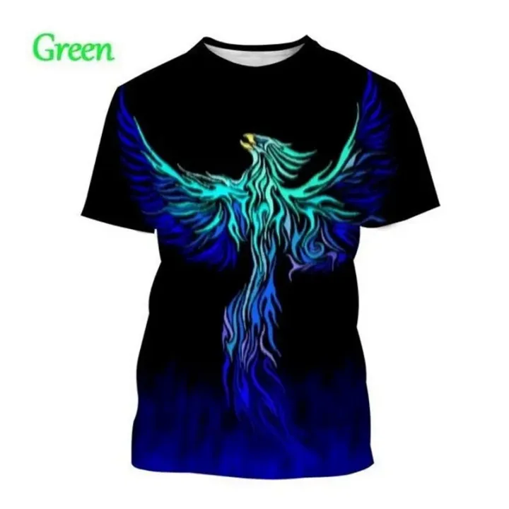 Summer%20new%20fire%20Phoenix%203D%20T%20shirts%20fashion%20animal%20lucky%20bird%20phoenix%20print%20short-sleepen%20top%20men%20and%20women%20personality%20T-shirt%20-%20Image%204