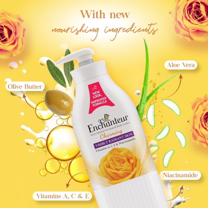 Updated new look International Malaysia product Enchanteur Charming BODY LOTION used for male/female - 500 ml