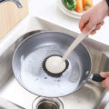 Long Handle Dish Brush Household Kitchen Steel Wire Ball Cleaning Ball Steel Wire Brush Artifact Dishwashing Stainless Steel Bowl Brush with Handle. 