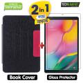 Samsung Galaxy Tab A.8 2019 (T295) Luxury Horizontal Flip Book Cover (Gold) + Tempered Glass Protector for Samsung Galaxy Tab A.8 2019 (T295) (2in 1 Combo). 