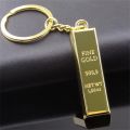 Cute Gold Zinc Alloy Rectangular Keychain Luxury Mini Gold-color Bar Shaped Key Rings Fashion Imitation Golden Key Pendant Gifts.