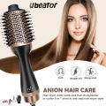 Ubeator -1200W Hot Air Hair Comb Brush Hair Dryer 2 In 1 Multifunctional Hair Straightener Curling Tool G7-Black. 