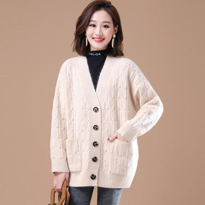 2022New Large Size Women's Knitted Cardigan Baggy Coat Versatile