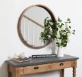 Kate and Laurel Hutton Round Decorative Wood Frame Wall Mirror, 30 Inch Diameter, Natural Rustic mirrors for bedroom. 