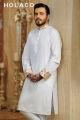 Holago Amber Gold Mountain White Panjabi for Men. 