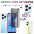 infinix Hot 40 Tempered Glass infinix Hot 40 Pro Screen Protector infinix Hot 40i Full Cover Screen Matte Privacy Glass 3In1 Carbon fiber back film. 