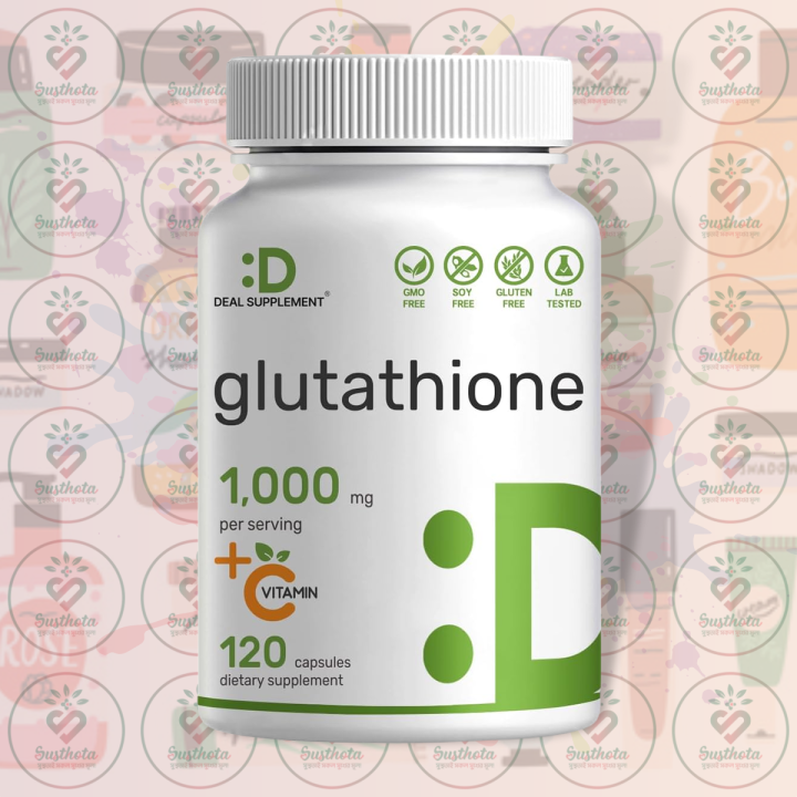 Deal Supplement Glutathione 1000mg with Vitamin C 500mg - 120 Capsules - Reduced Form GSH - for Antioxidant, Liver Detox & Immune Support