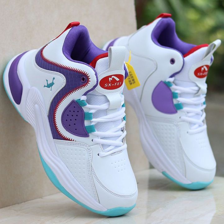 Spring and Summer New Breathable Basketball Shoes Korean Style Good-looking Handsome Sneakers Leather Waterproof Shoes Height Increasing Insole Men's Shoes