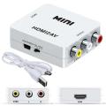 MINI HDMI to 3RCA CVBS Composite Video AV Converter Adapter TV PS3 VHS VCR DVD. 