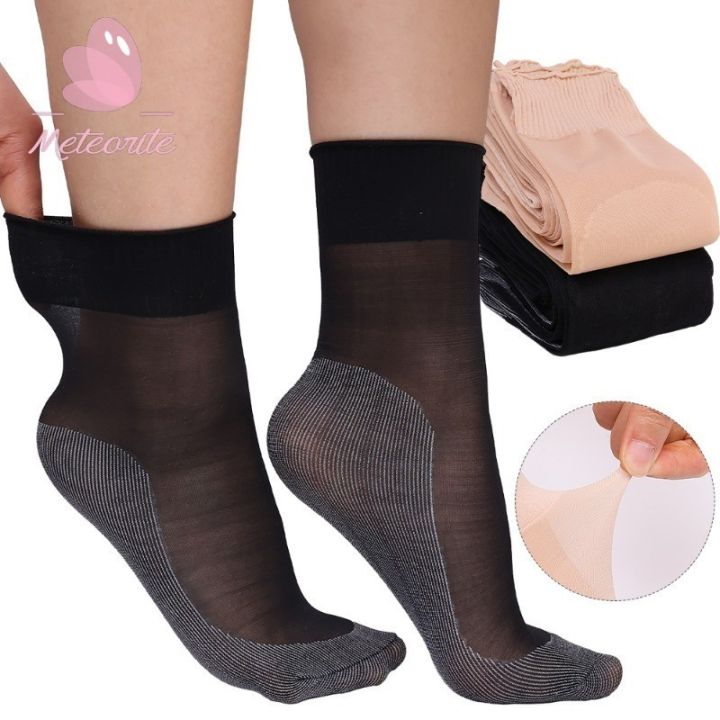 1/10 Pairs Summer Ultra-thin Elastic Silky Short Silk Socks Women Girls Ankle Socks Transparent Crystal Invisible Socks