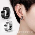 Ear Clip Male Non-Pierced Earrings Cool Trendy Niche Simple Style Black Buckle Bone Fake Men's Women.