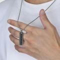New Men's Bar Necklace Black Pendant with Stainless Steel Box Chain Elegant Simple  Chain for Men. 