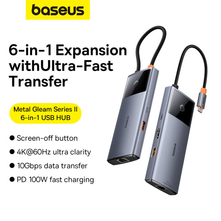 Baseus%20Type-C%20USB%20Hub,%206%20Ports%20Splitter%20Hub-High%20Speed%2010Gbps%20USB%20&%20Type-C,%20HDMI,%20RJ45(1000Mbps)%20for%20Laptop%20PC%20Computer,%20PD%20100W%20Fast%20Charging%20-%20Image%202