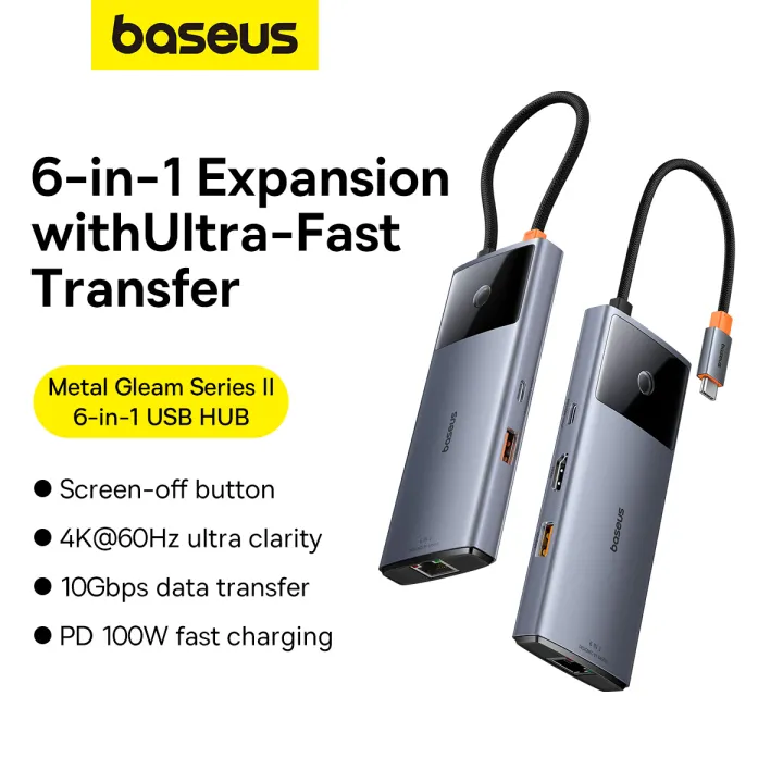 Baseus%20Type-C%20USB%20Hub,%206%20Ports%20Splitter%20Hub-High%20Speed%2010Gbps%20USB%20&%20Type-C,%20HDMI,%20RJ45(1000Mbps)%20for%20Laptop%20PC%20Computer,%20PD%20100W%20Fast%20Charging%20-%20Image%202
