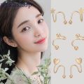 Heart-Shaped Girls Elegant Women Five-pointed Star Ear Cartilage Helix Piercing Stud Earring Jewelry Accessories Korean INS Style Stainless Steel Spiral Twisted Stud Earrings.