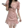 Floral skirt gentle wind ins women's summer chic design artistic skirt Korean style milk milk dress. 