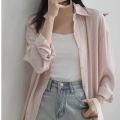 Fashion Casual Spring and Summer Sun Protection Shirt Korean Style Women2023New Niche Thin Simple Graceful Solid Color Shirt.