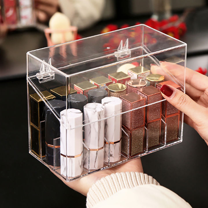 Transparent Acrylic Flip Lipstick Storage Box Nail Polish Storage Box Jewelry NOVO