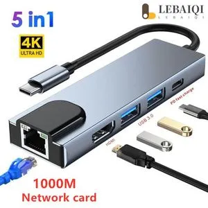 5%201%20USB%20Type%20C%20Hub%20Hdmi%204K%20USB%203.0%20PD%20Fast%20Charge%20Hub%20to%20Ethernet%20Rj45%20Lan%20-%20Image%202