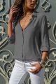 Women Fashion V Neck Button Work Office Blouse Shirt Female Chiffon Blouse. 