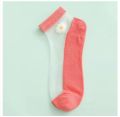1 Pair Daisy Flower Transparent Crystal Socks For Women.