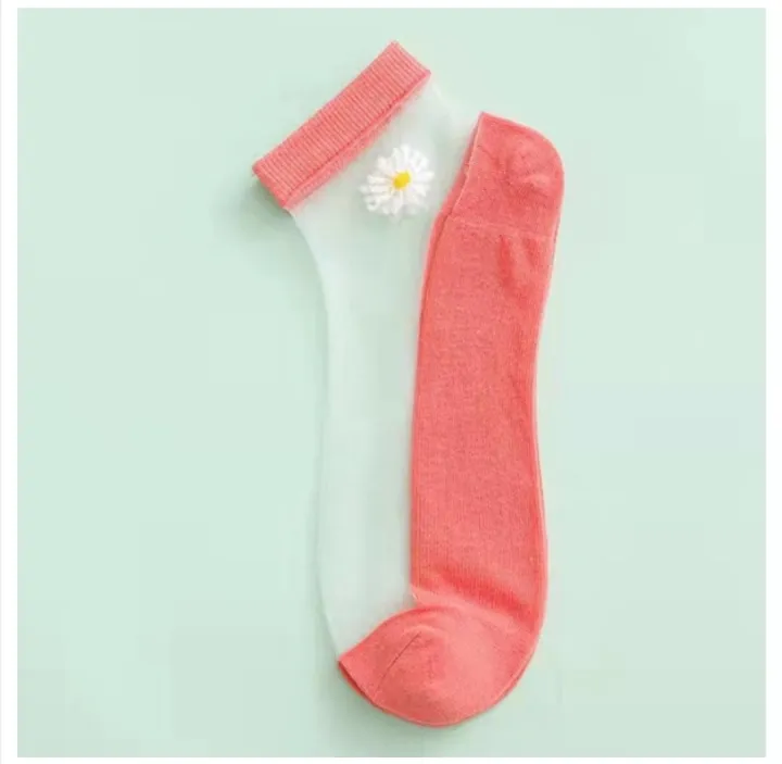 1%20Pair%20Daisy%20Flower%20Transparent%20Crystal%20Socks%20For%20Women%20-%20Image%202